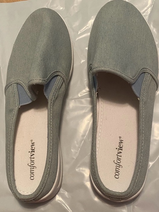 comfortview Shoes - Comfortview Camellia Denim Fabric Upper Sneaker - Light Blue Size 11WW